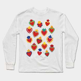 Mexican Sacred Hearts by Akbaly Long Sleeve T-Shirt